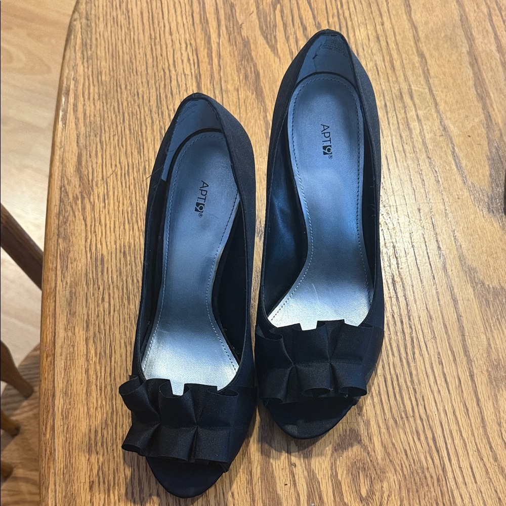 Apt. 9 Black Heels with Bow Accent